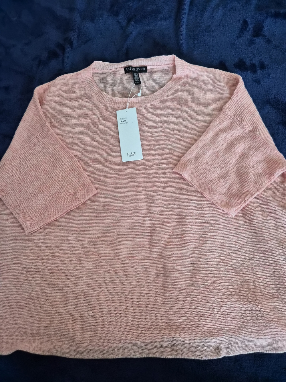 Eileen Fisher Oranic Linen Scoop Neck Lightweight Sweater NEW
